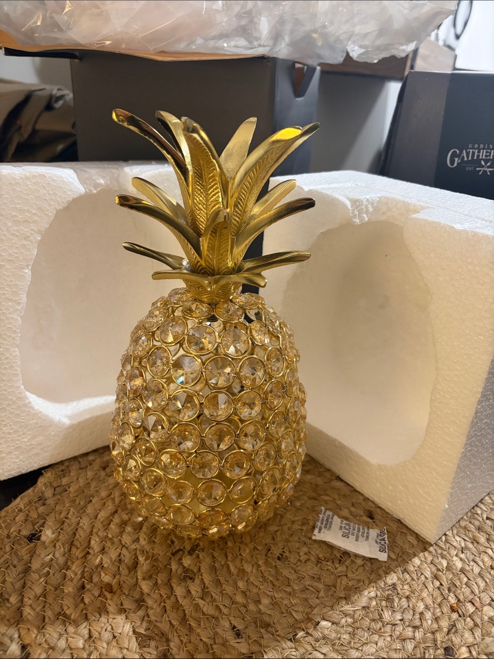 Godinger Gold Crystal Pineapple Table Accent new 10” tall x 5” wide